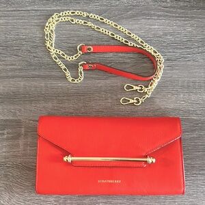 Strathberry Multrees Chain Wallet in red. Includes box and dust bag.